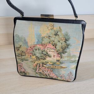 Tapestry Bag Vintage Bloomingdales France Carpet Handbag Needlepoint Coin Purse